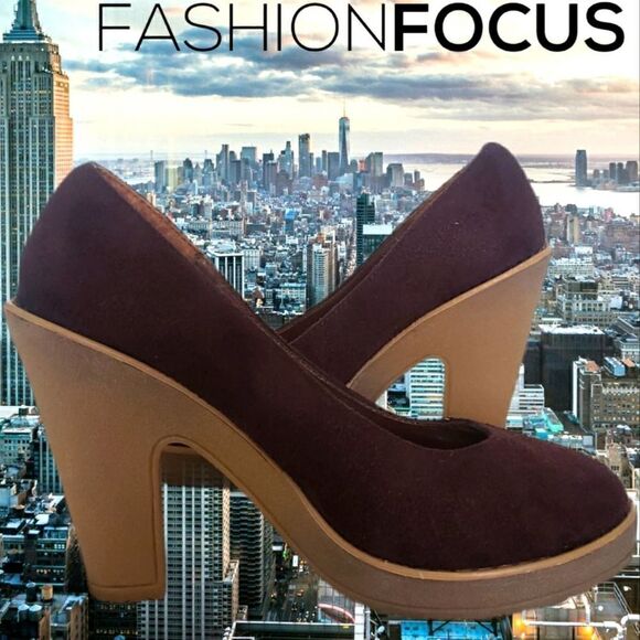 FASHION FOCUS Brown Suede Hells Rubber Sole Size 4 - Picture 1 of 10